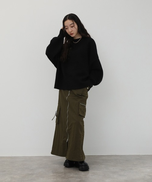 NOGLE(ノグル)の「【NOGLE/ノグル】カラールーズリブニット(ニット/セーター・レディース・カーキ/グレイッシュベージュ/レッド/ピンク/ネイビー/グレー/ブラック/アイボリー/ライトグレー/ブラウン/ブラック系/ブラウン系/オリーブ/ブルー/オートミール・FREE)」の18枚目の写真