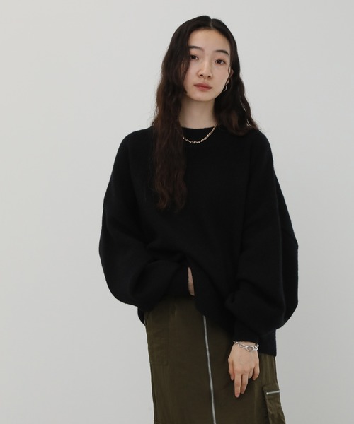 NOGLE(ノグル)の「【NOGLE/ノグル】カラールーズリブニット(ニット/セーター・レディース・カーキ/グレイッシュベージュ/レッド/ピンク/ネイビー/グレー/ブラック/アイボリー/ライトグレー/ブラウン/ブラック系/ブラウン系/オリーブ/ブルー/オートミール・FREE)」の17枚目の写真
