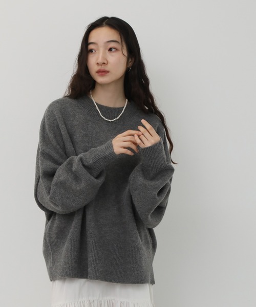 NOGLE（ノグル）の「【NOGLE/ノグル】カラールーズリブニット（ニット/セーター・レディース・カーキ/グレイッシュベージュ/レッド/ピンク/ネイビー/グレー/ブラック/アイボリー/ライトグレー/ブラウン/ブラック系/ブラウン系/オリーブ/ブルー/オートミール・FREE）」の16枚目の写真