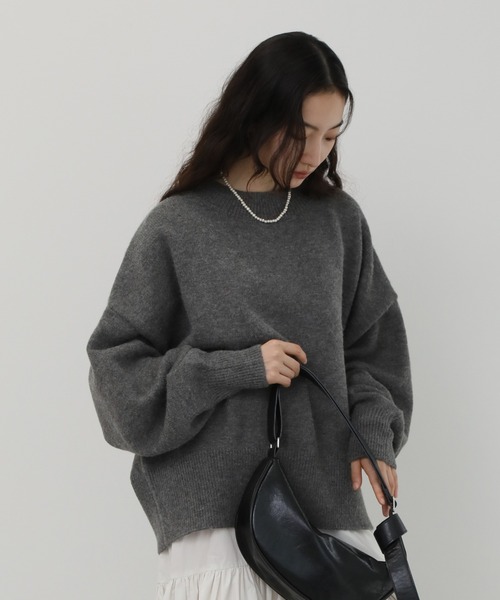 NOGLE（ノグル）の「【NOGLE/ノグル】カラールーズリブニット（ニット/セーター・レディース・カーキ/グレイッシュベージュ/レッド/ピンク/ネイビー/グレー/ブラック/アイボリー/ライトグレー/ブラウン/ブラック系/ブラウン系/オリーブ/ブルー/オートミール・FREE）」の18枚目の写真