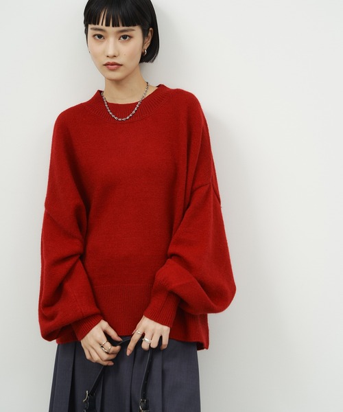 NOGLE(ノグル)の「【NOGLE/ノグル】カラールーズリブニット(ニット/セーター・レディース・カーキ/グレイッシュベージュ/レッド/ピンク/ネイビー/グレー/ブラック/アイボリー/ライトグレー/ブラウン/ブラック系/ブラウン系/オリーブ/ブルー/オートミール・FREE)」の20枚目の写真