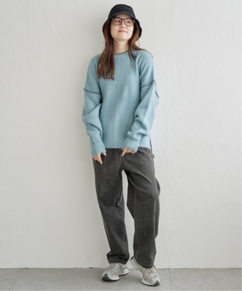 LBC（エルビーシー）の「配色ステッチ畦ニットプルオーバー（ニット/セーター・レディース・ライトブルー/パープル/グレー/オフホワイト・M/L）」の20枚目の写真