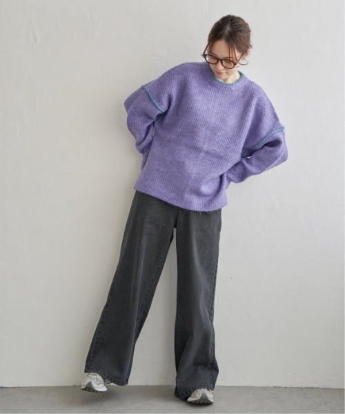 LBC（エルビーシー）の「配色ステッチ畦ニットプルオーバー（ニット/セーター・レディース・ライトブルー/パープル/グレー/オフホワイト・M/L）」の13枚目の写真