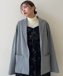 TTOL（トール）の「レースドッキングピンストライプジャケット（テーラードジャケット）」