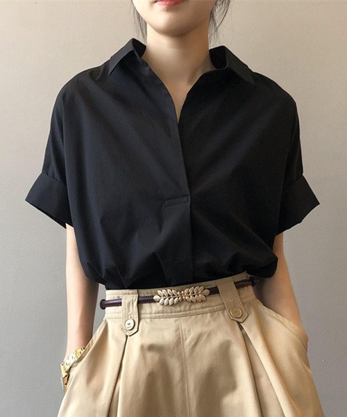 Dewlily(デューリリー)の「スキッパーシャツブラウス(シャツ/ブラウス・レディース・ブラック/ベージュ/ホワイト・XL/L/M)」の3枚目の写真