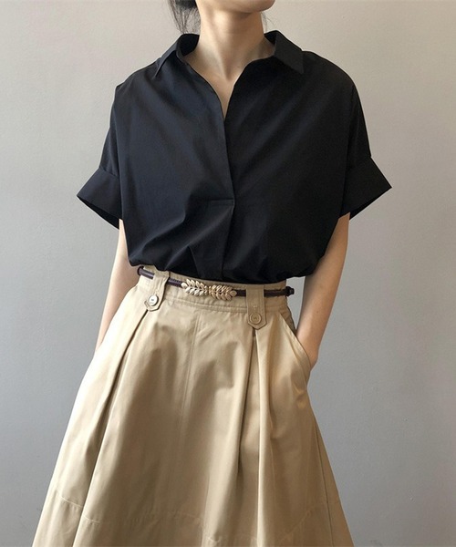 Dewlily(デューリリー)の「スキッパーシャツブラウス(シャツ/ブラウス・レディース・ブラック/ベージュ/ホワイト・XL/L/M)」の9枚目の写真