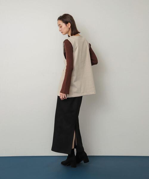 SENSE OF PLACE by URBAN RESEARCH（センスオブプレイスバイアーバンリサーチ）の「ジャージーメルトンVネックジレ（ベスト・レディース・ベージュ系その他/ブラウン系その他/ブラック系その他・ONE）」の11枚目の写真