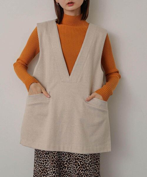 SENSE OF PLACE by URBAN RESEARCH（センスオブプレイスバイアーバンリサーチ）の「ジャージーメルトンVネックジレ（ベスト・レディース・ベージュ系その他/ブラウン系その他/ブラック系その他・ONE）」の10枚目の写真