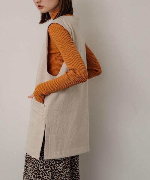 SENSE OF PLACE by URBAN RESEARCH（センスオブプレイスバイアーバンリサーチ）の「ジャージーメルトンVネックジレ（ベスト・レディース・ベージュ系その他/ブラウン系その他/ブラック系その他・ONE）」の9枚目の写真