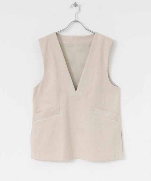 SENSE OF PLACE by URBAN RESEARCH（センスオブプレイスバイアーバンリサーチ）の「ジャージーメルトンVネックジレ（ベスト・レディース・ベージュ系その他/ブラウン系その他/ブラック系その他・ONE）」の5枚目の写真