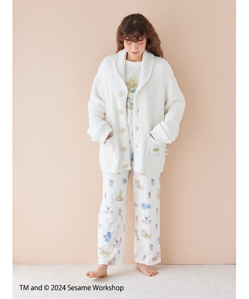 gelato pique（ジェラートピケ）の「【SESAME STREET】【UNISEX】モチーフジャガードショールカーディガン（ルームウェア/パジャマ・レディース・オフホワイト/ブルー・S-M/M-L）」の7枚目の写真