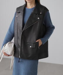 FREE'S MART（フリーズマート）の「合皮ライダースジレ（ライダースジャケット）」