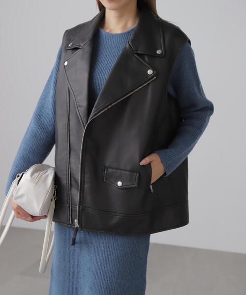 【セール】合皮ライダースジレ（ライダースジャケット）｜FREE'S MART（フリーズマート）