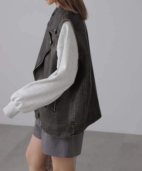 【セール】合皮ライダースジレ（ライダースジャケット）｜FREE'S MART（フリーズマート）