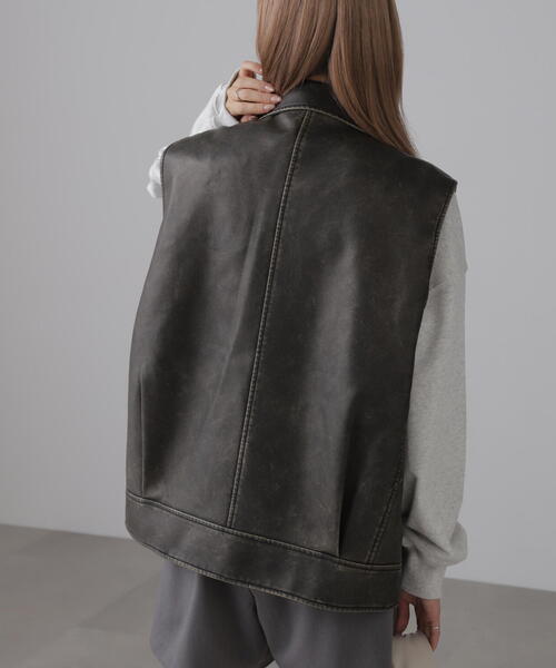 【セール】合皮ライダースジレ（ライダースジャケット）｜FREE'S MART（フリーズマート）