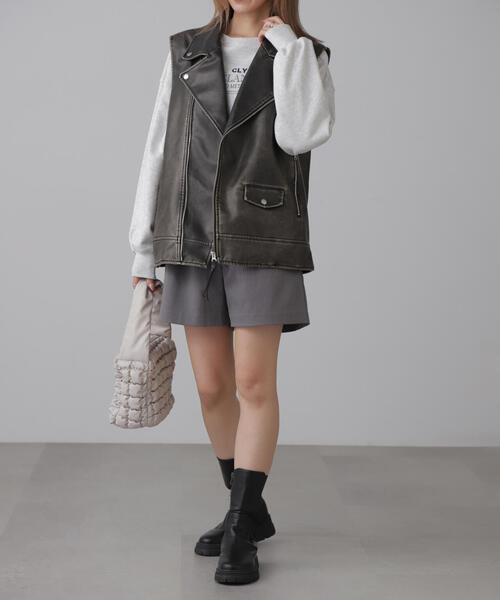 【セール】合皮ライダースジレ（ライダースジャケット）｜FREE'S MART（フリーズマート）