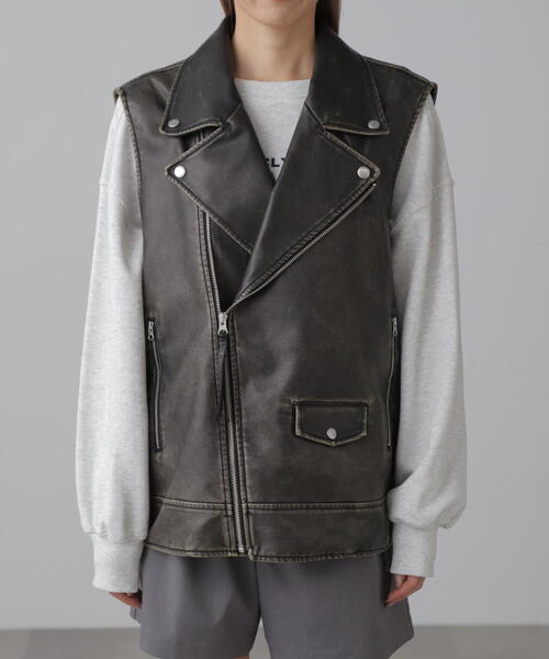 【セール】合皮ライダースジレ（ライダースジャケット）｜FREE'S MART（フリーズマート）