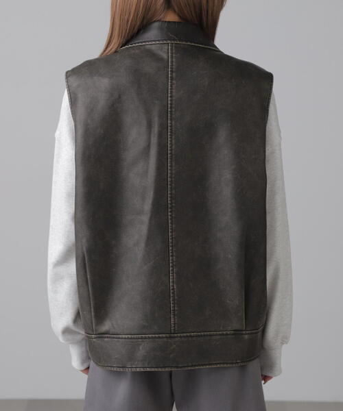 【セール】合皮ライダースジレ（ライダースジャケット）｜FREE'S MART（フリーズマート）