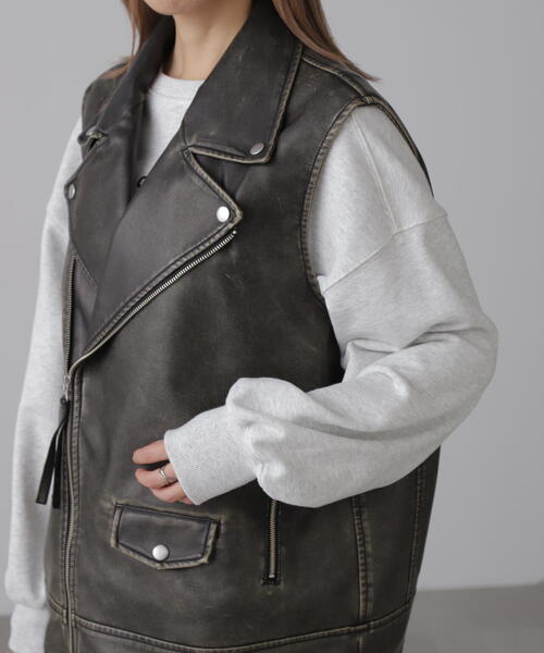 【セール】合皮ライダースジレ（ライダースジャケット）｜FREE'S MART（フリーズマート）