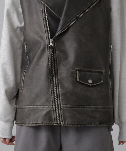 【セール】合皮ライダースジレ（ライダースジャケット）｜FREE'S MART（フリーズマート）