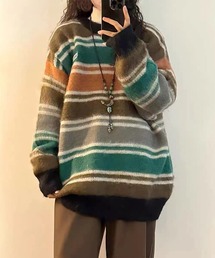 Chiina（チーナ）の「Chiina/マルチボーダー　ルーズニット（ニット/セーター）」