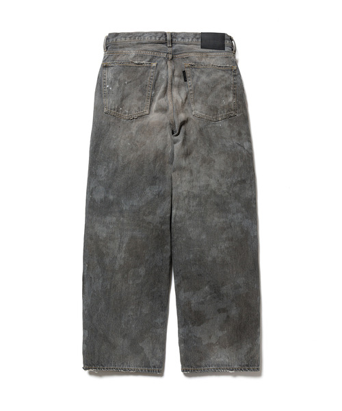 F-LAGSTUF-F(フラグスタフ)の「F-LAGSTUF-F フラグスタフ / BORO DENIM PANTS ボロ加工ワイドデニムパンツ / 24AW-FS-14/FS1528(デニムパンツ・メンズ・ブラック・MEDIUM/LARGE)」の2枚目の写真