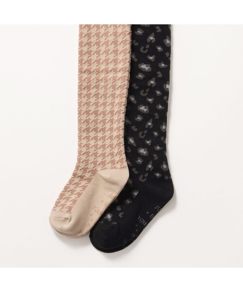 BREEZE(ブリーズ)の「モノトーン総柄タイツ(タイツ/ストッキング・キッズ・ブラック/ベージュ・80/100/120/140)」の3枚目の写真