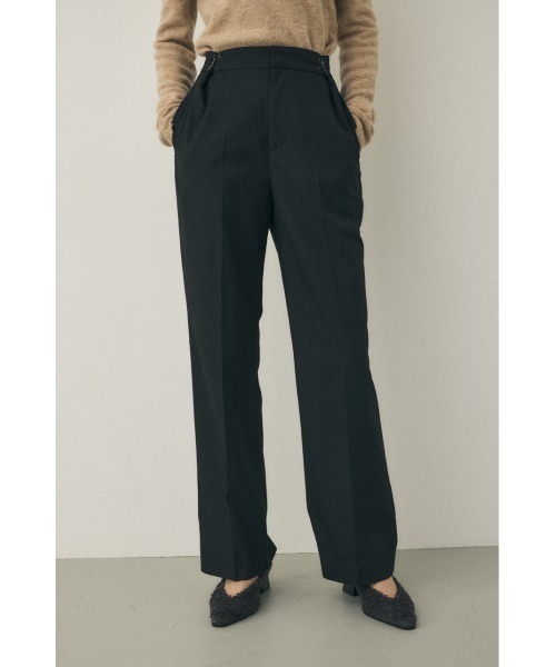 M_（エムアンダーバー）の「リサイクルポリエステル×レーヨン混紡ツイル素材 フックタックスラックス（スラックス・レディース・ブラック/ネイビー・1/2）」の2枚目の写真