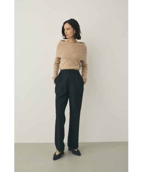 M_（エムアンダーバー）の「リサイクルポリエステル×レーヨン混紡ツイル素材 フックタックスラックス（スラックス・レディース・ブラック/ネイビー・1/2）」の4枚目の写真