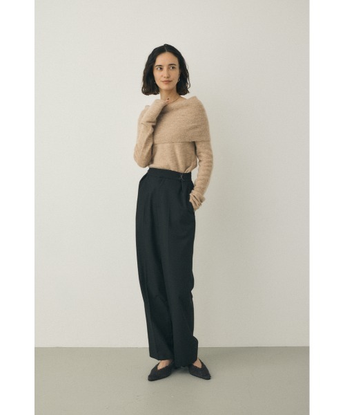 M_（エムアンダーバー）の「リサイクルポリエステル×レーヨン混紡ツイル素材 フックタックスラックス（スラックス・レディース・ブラック/ネイビー・1/2）」の5枚目の写真