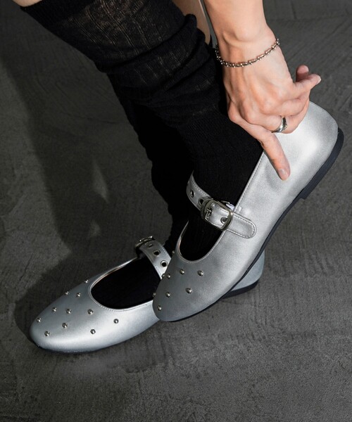 セール】PUBLUX/パブリュクス スタッズ 付き バレエ シューズ/メリー