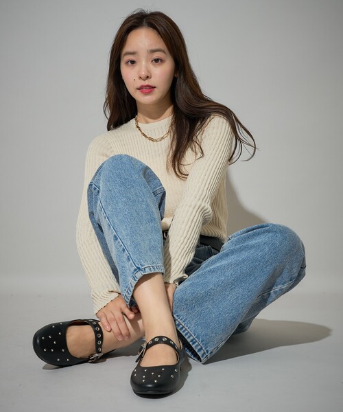 セール】PUBLUX/パブリュクス スタッズ 付き バレエ シューズ/メリー