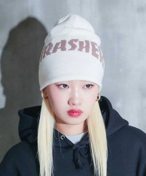 THRASHER（スラッシャー）の「MAG LOGO KNIT CAP BEANIE/スラッシャーロゴニットキャップ・ビーニー（ニットキャップ/ビーニー・メンズ・ブラック/アイボリー/ベージュ・FREE）」の2枚目の写真