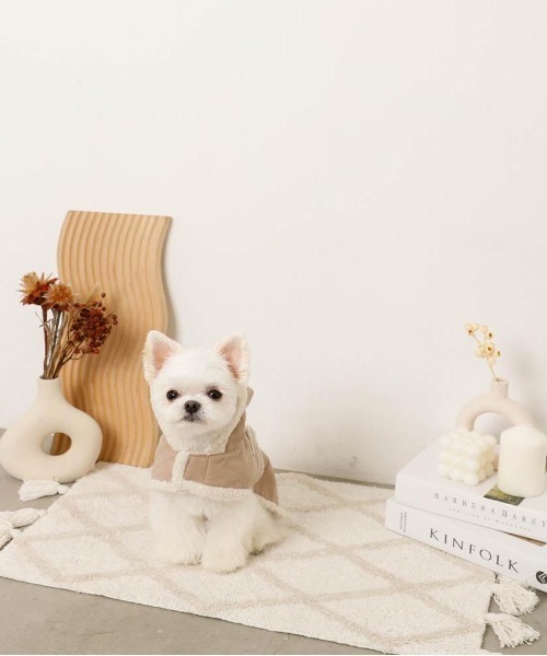 ムートン風フードボアケープ（ペットウェア）｜moncheri（モンシェリ）