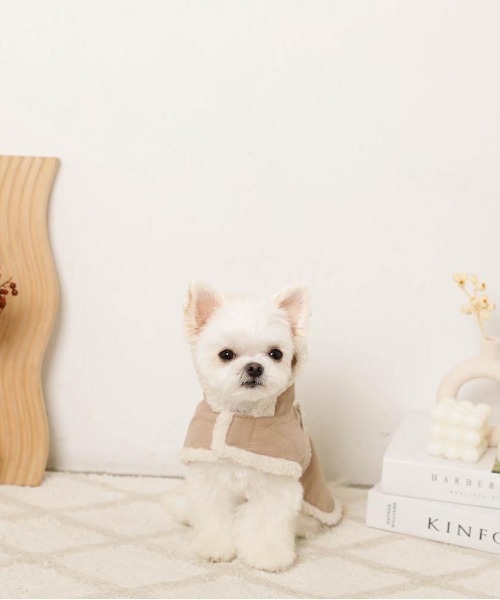 ムートン風フードボアケープ（ペットウェア）｜moncheri（モンシェリ）