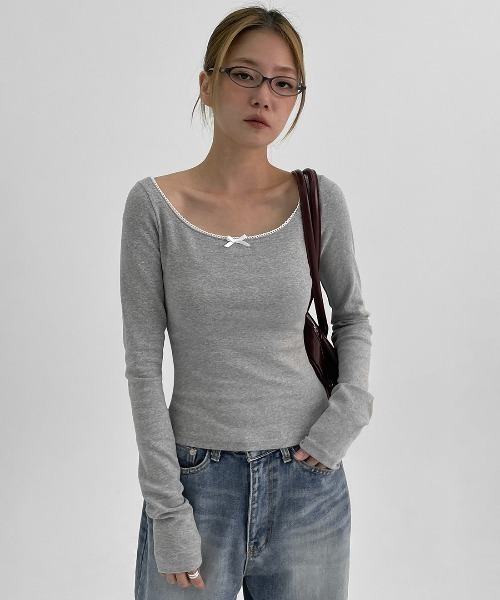 BLACKUP（ブラックアップ）の「[MADE] イェリレースワイドUネック長袖Tシャツ（Tシャツ/カットソー・レディース・ホワイト/グレー/ブラック・ONESIZE）」の3枚目の写真