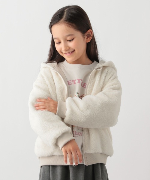 GLOBAL WORK Smile Seed Store（グローバルワーク スマイルシードストア）の「洗えるリバーシブルボアブルゾン/キッズ/145423（ブルゾン・キッズ・グリーン/ナチュラル/ブラック・140cm/130cm/110cm/120cm/150cm）」の6枚目の写真