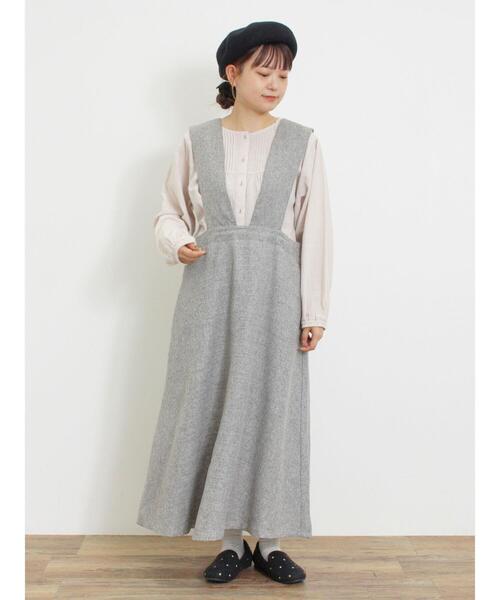 Samansa Mos2（サマンサ モスモス）の「ツイードライクジャンパースカート（ワンピース・レディース・モカ/グレー/チャコールグレー・F）」の2枚目の写真