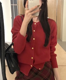 クルーネックニットカーディガン