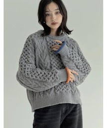 Re:EDIT | [2024-25 WINTER PRE ORDER]配色ハートケーブルニット(ニット/セーター)