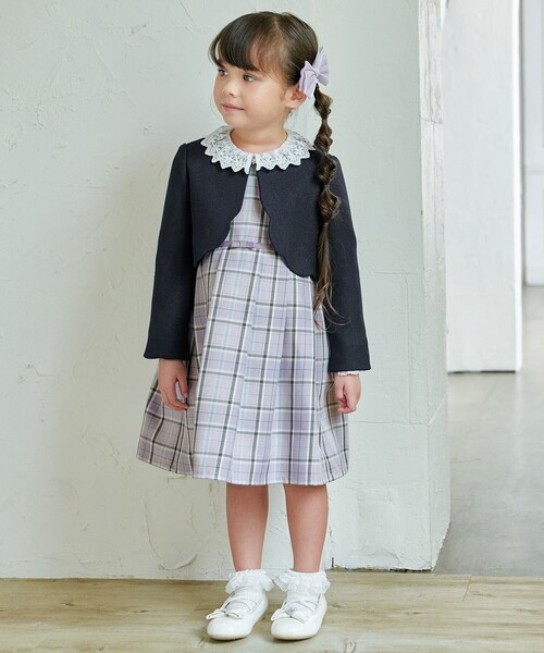 anyfam ボレロカーディガン チェックジャンパースカート フォーマル 120 チェック柄 ジャンパースカート / any FAM KIDS | ファッション