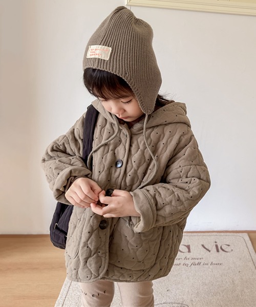 aimoha(アイモハ)の「【aimoha-KIDS-】フード付きキルティングジャケット (AW)(その他アウター・キッズ・オフホワイト/ブラウン/ベージュ・90/100/110/120/80/130)」の2枚目の写真