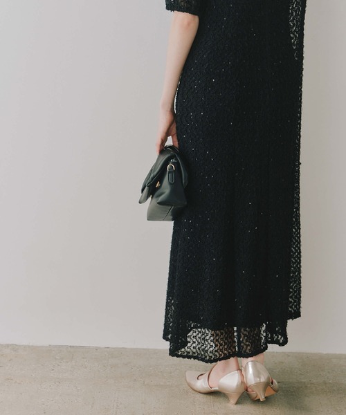 スパンコールレースドレス【結婚式 二次会 同窓会 成人式 パーティー