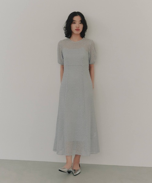 kaene(カエン)の「スパンコールレースドレス【結婚式 二次会 同窓会 成人式 パーティードレス】(ドレス・レディース・ブラック/サックスブルー/ベージュ・36/34/38)」の15枚目の写真