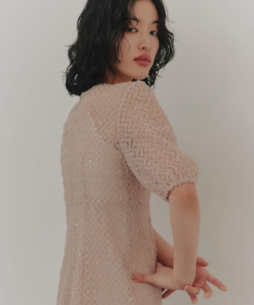 kaene(カエン)の「スパンコールレースドレス【結婚式 二次会 同窓会 成人式 パーティードレス】(ドレス・レディース・ブラック/サックスブルー/ベージュ・36/34/38)」の17枚目の写真