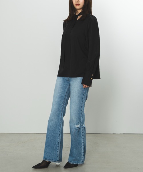 セール】ribbon tie blouse（リボンタイブラウス）（シャツ