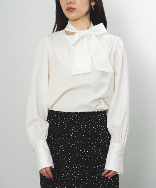 セール】ribbon tie blouse（リボンタイブラウス）（シャツ