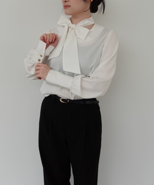 ブラウス シャツ Sheer bow tie blouse レディース FIKA. ブラウス シャツ Sheer bow tie blouse レディース