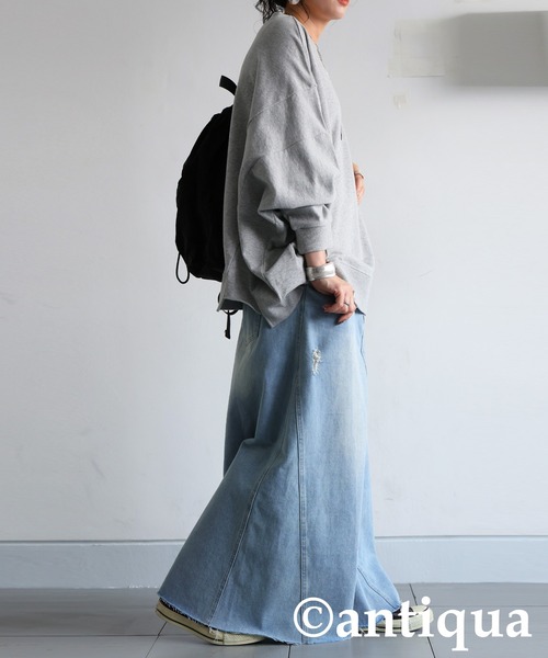 antiqua(アンティカ)の「ダメージデニムスカート(デニムスカート・レディース・インディゴブルー/ブルー系その他/ライトブルー・ONESIZE)」の16枚目の写真