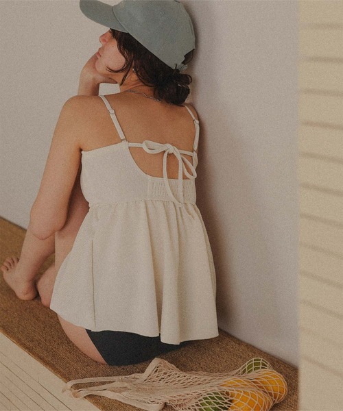 ペプラムギャザーデザインビスチェビキニ/水着